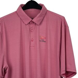 US Open LACC 123rd Official Mens 2XL Performance Golf Polo Shirt Pink Striped